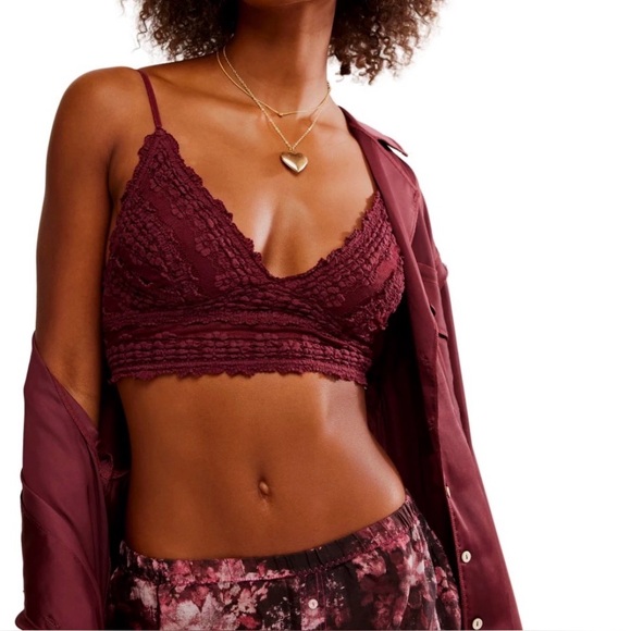 NWT Free People Amina Bralette S Açaí Pull On V Neck Lined Cups Longline Chic - Picture 5 of 11